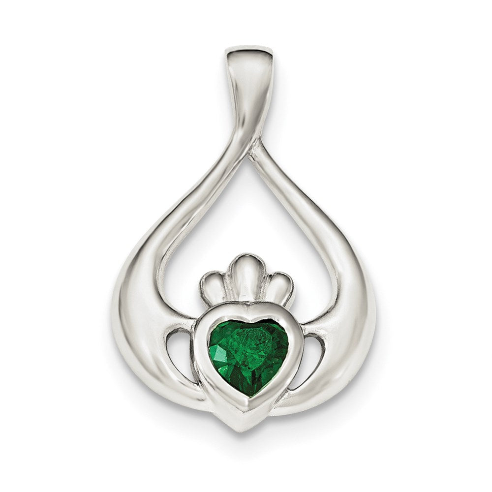 Polished;Sterling silver;CZ