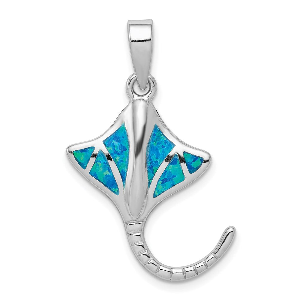 Polished;Sterling silver;Created opal