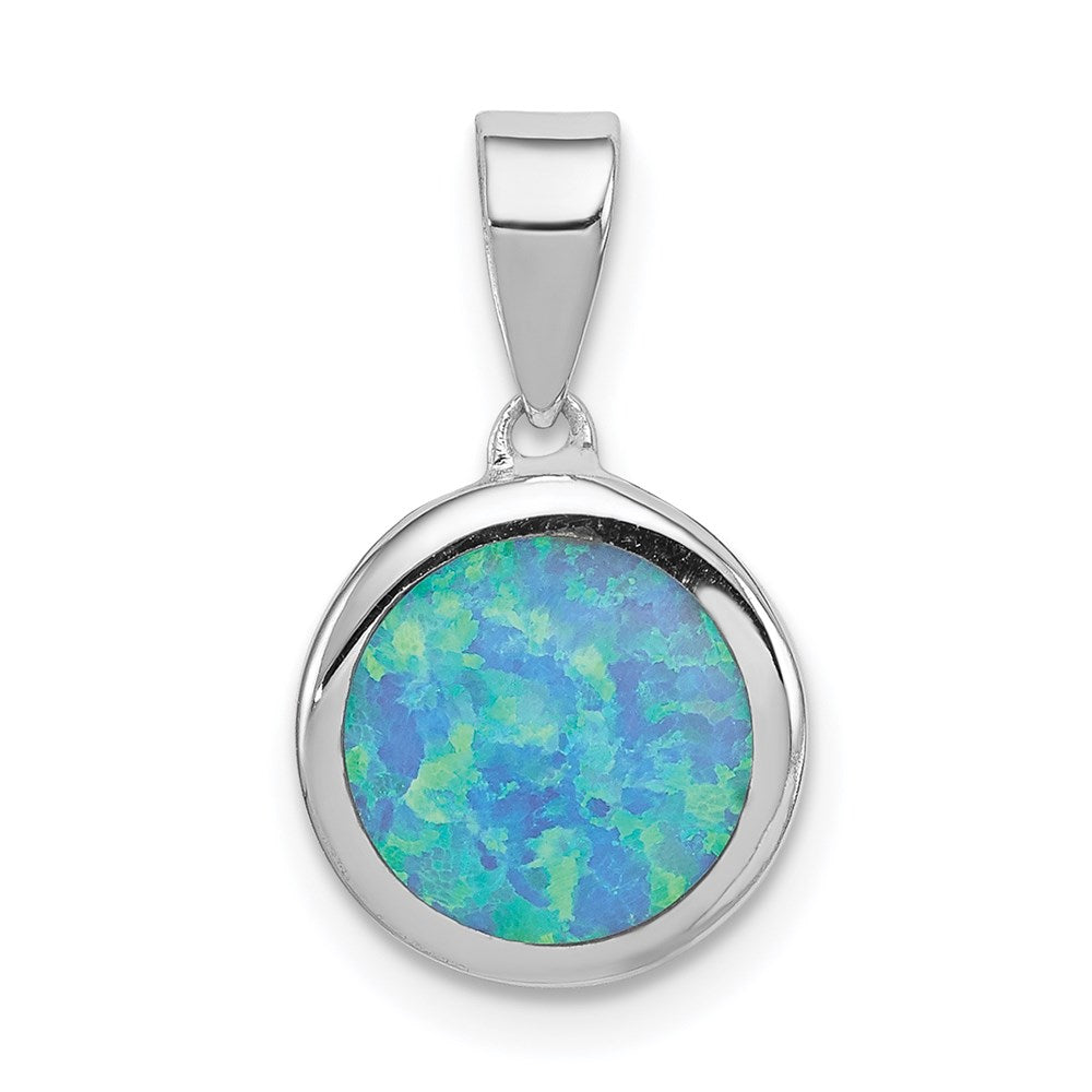 Polished;Sterling silver;Created opal