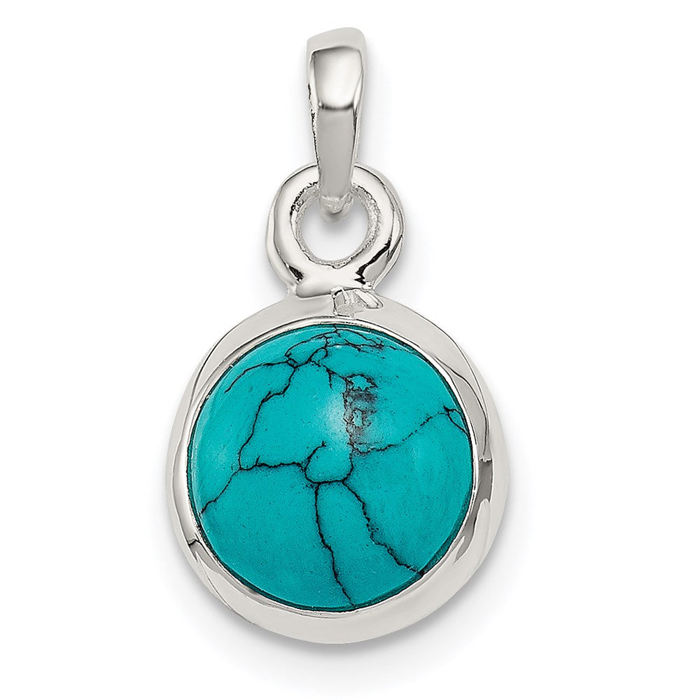 Polished;Synthetic;Sterling silver;Turquoise