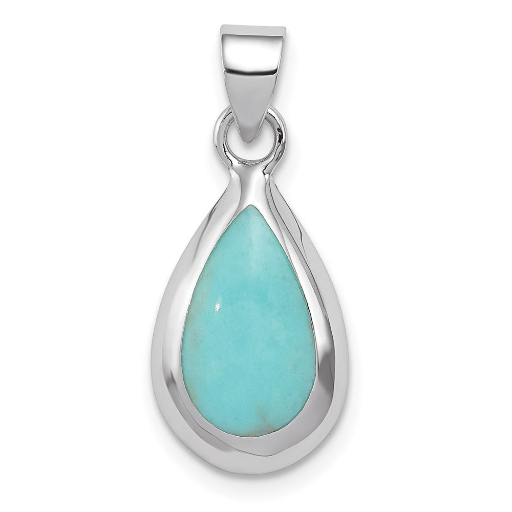 Polished;Synthetic;Sterling silver;Turquoise