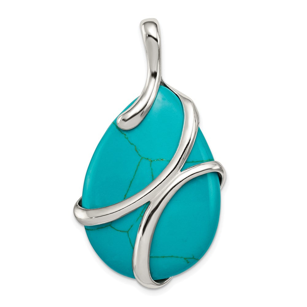 Polished;Synthetic;Sterling silver;Turquoise;Fits up to 6mm