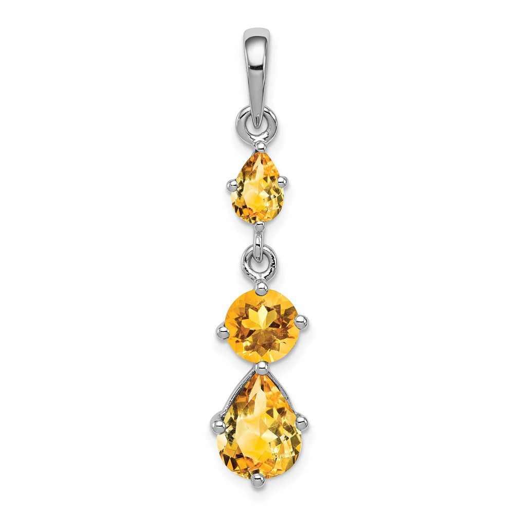 Polished;Open back;Sterling silver;Citrine;Rhodium-plated