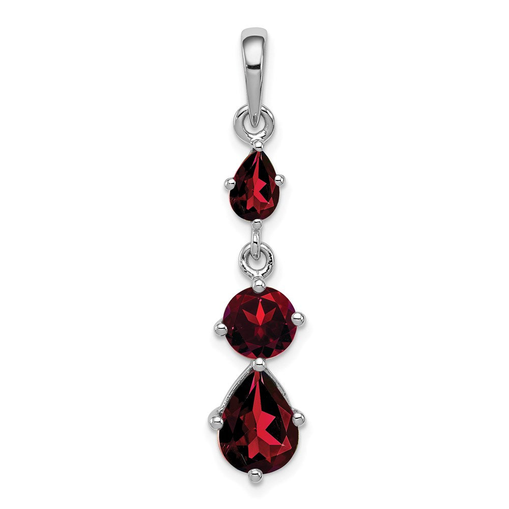 Polished;Open back;Sterling silver;Garnet;Rhodium-plated