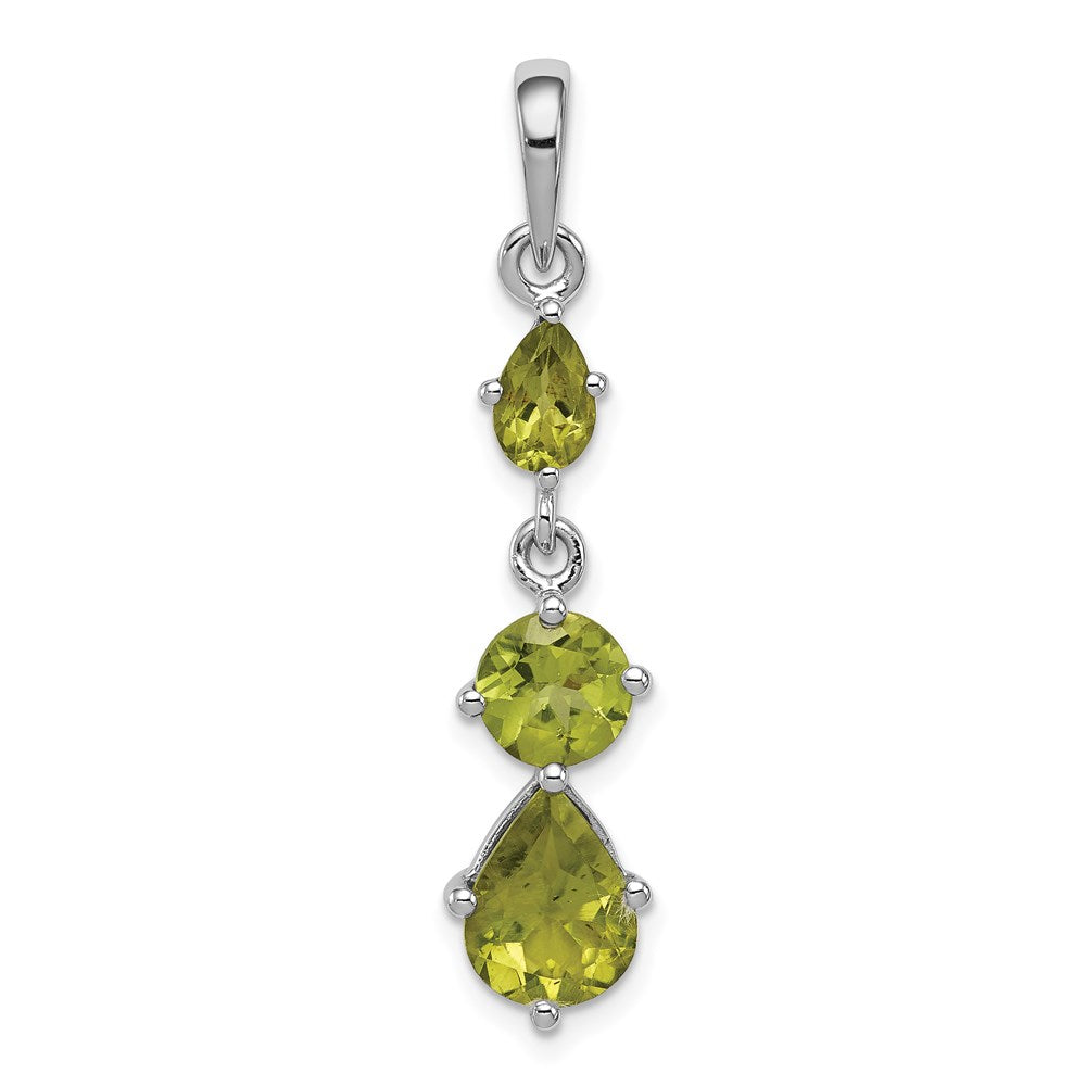 Polished;Sterling silver;Peridot;Rhodium-plated