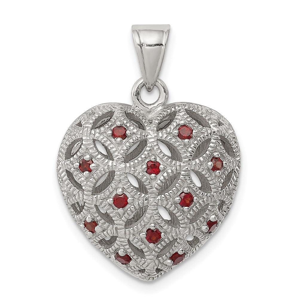 Polished;Hollow;Sterling silver;Garnet;Textured