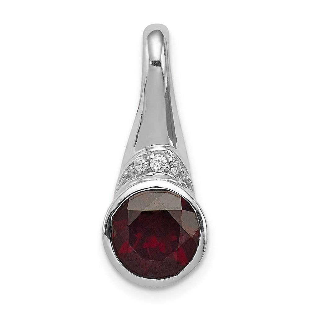 Polished;Open back;Sterling silver;CZ;Garnet;Fits up to 4mm
