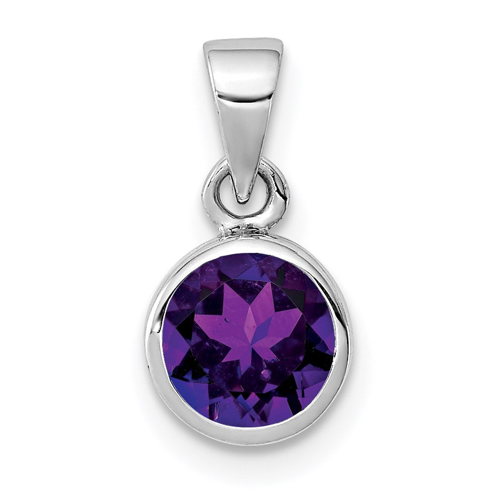 Polished;Open back;Sterling silver;Amethyst;Round;Cut-out sides