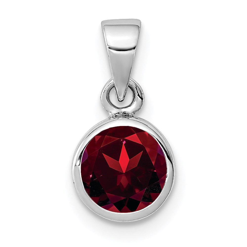 Polished;Open back;Sterling silver;Garnet;Round;Cut-out sides