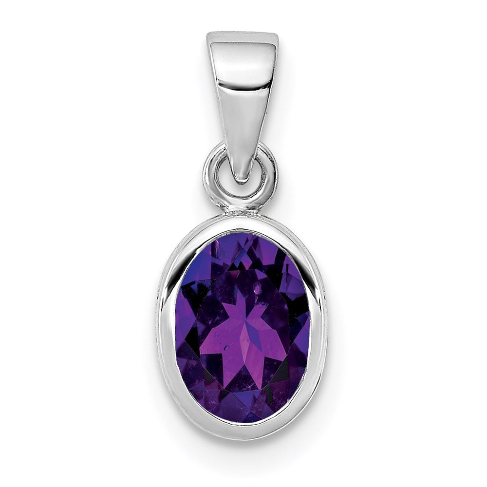 Polished;Open back;Sterling silver;Amethyst;Oval;Cut-out sides