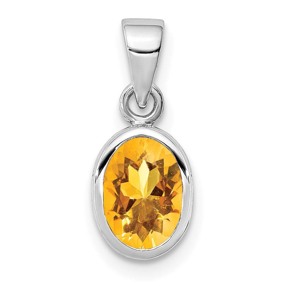 Polished;Open back;Sterling silver;Citrine;Oval;Cut-out sides