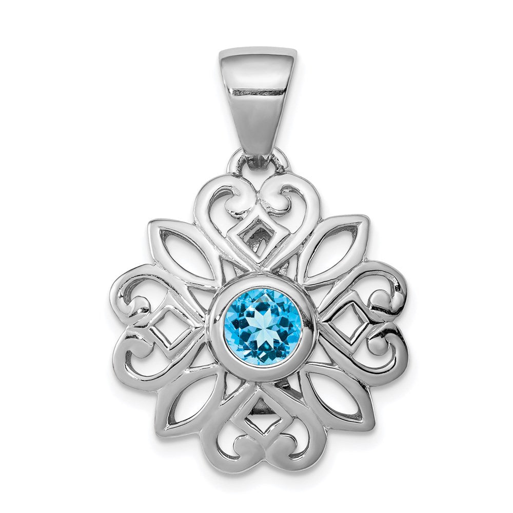 Polished;Sterling silver;Blue topaz