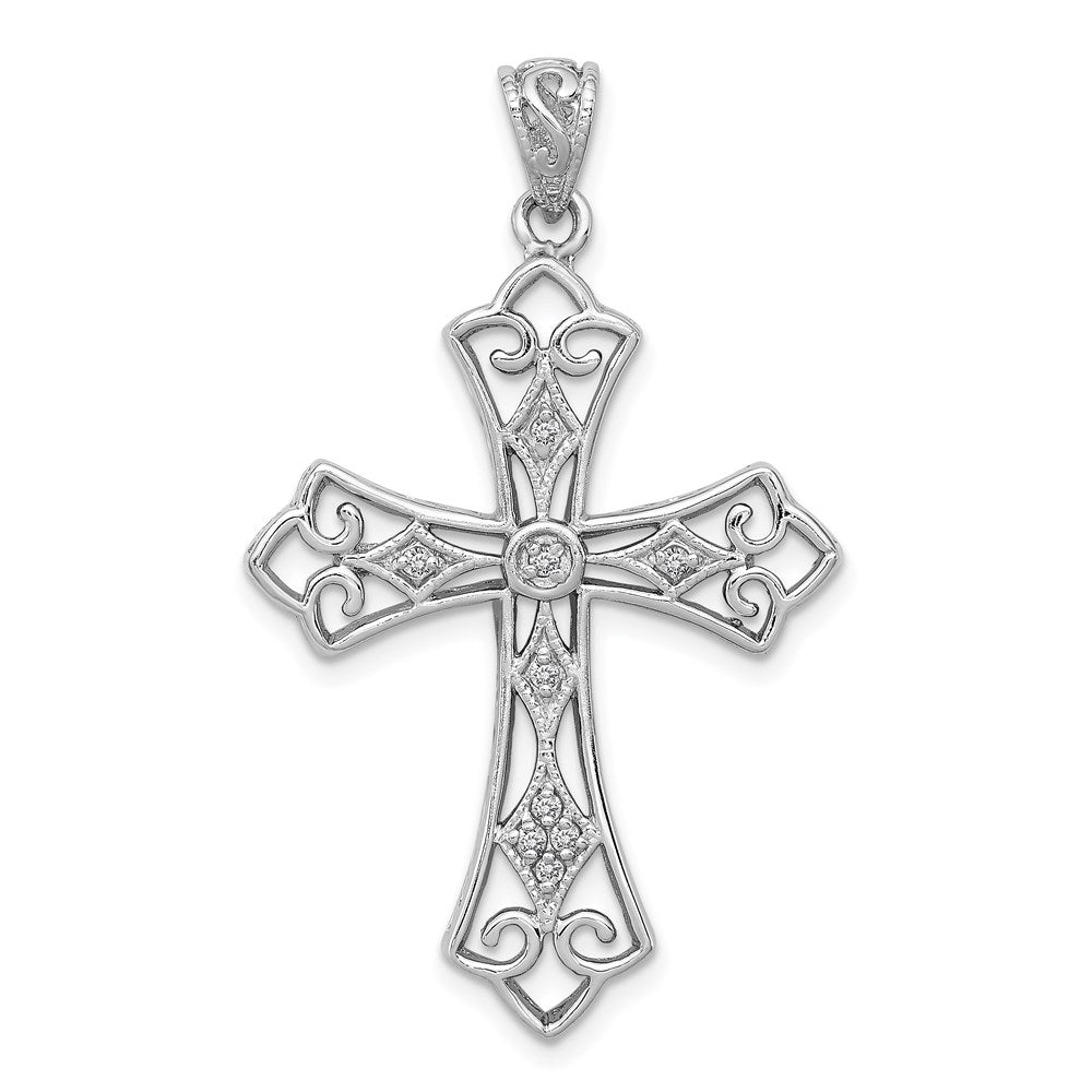 Polished;Open back;Sterling silver;Diamond;Textured
