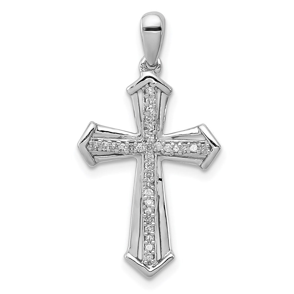 Polished;Open back;Sterling silver;Diamond;Rhodium-plated
