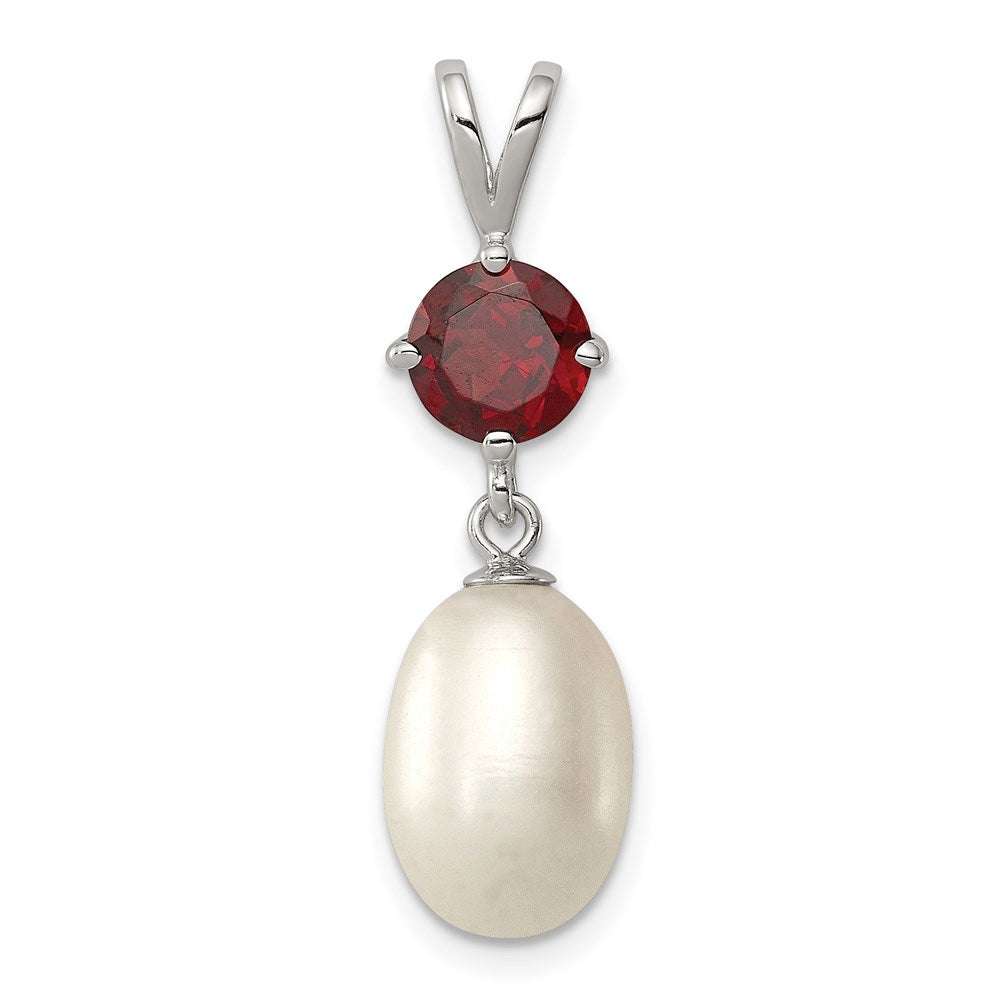 Polished;Sterling silver;Freshwater cultured pearl;Garnet