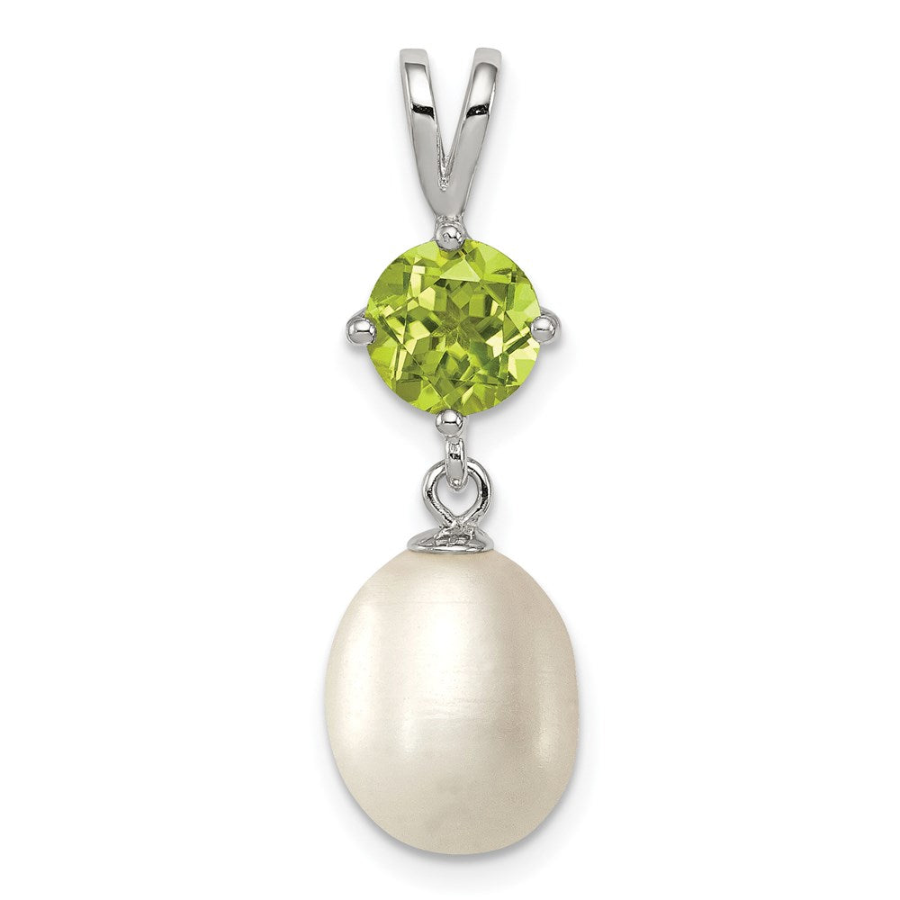 Polished;Sterling silver;Freshwater cultured pearl;Peridot