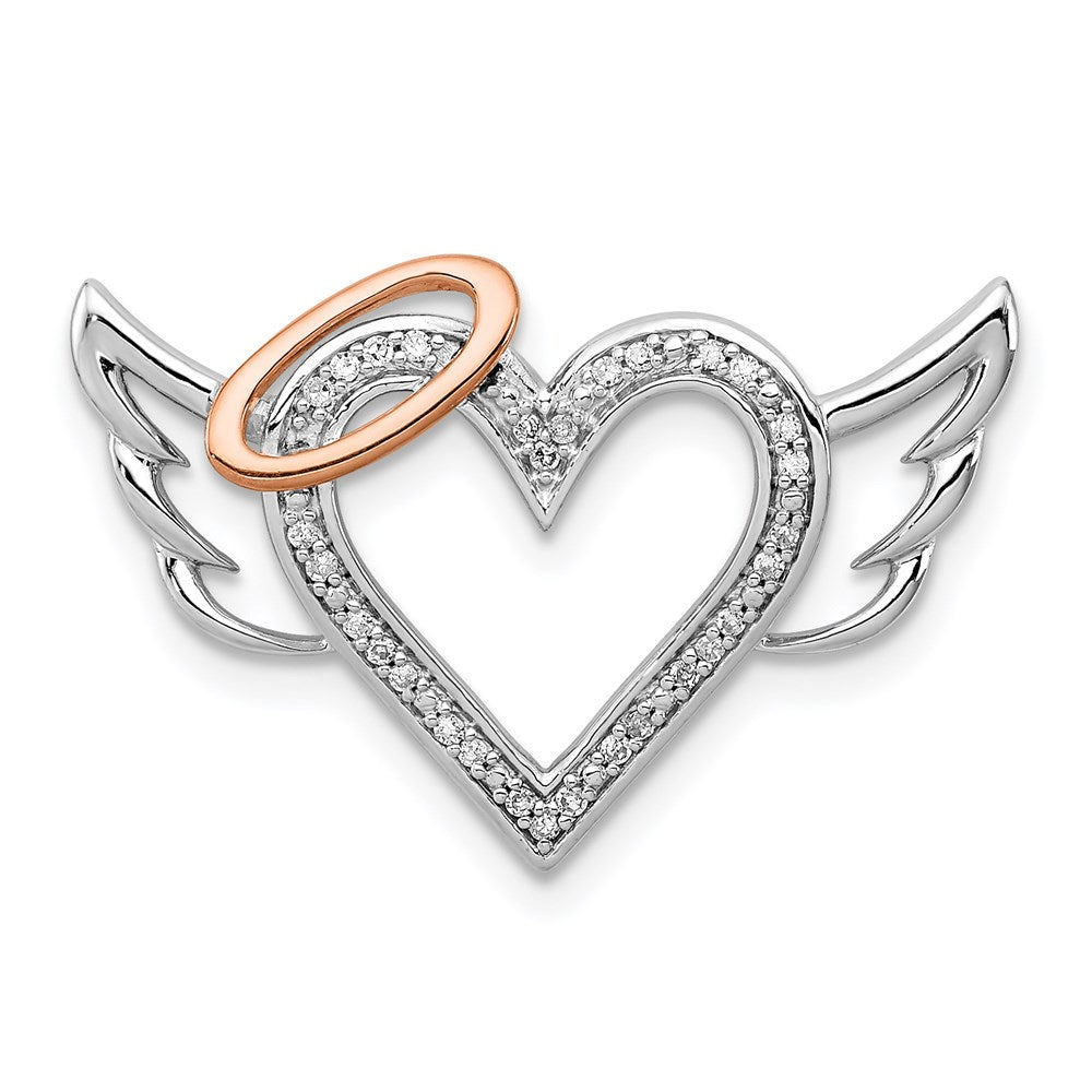 Polished;Open back;Sterling silver;Diamond;Rhodium-plated;10K Rose gold;Chain slide