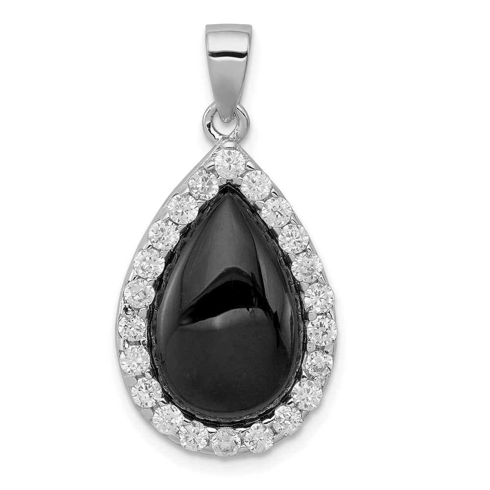 Polished;Sterling silver;CZ;Onyx