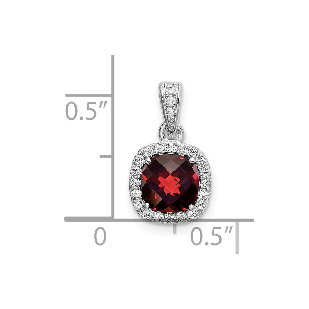 Sterling Silver Rhod-plate 1.05Garnet/Creat. White Sapphire Pendant