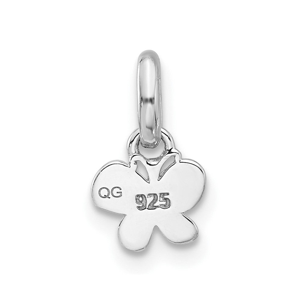 Sterling Silver Rhodium-plated Children's Small Enamel Butterfly Pendant