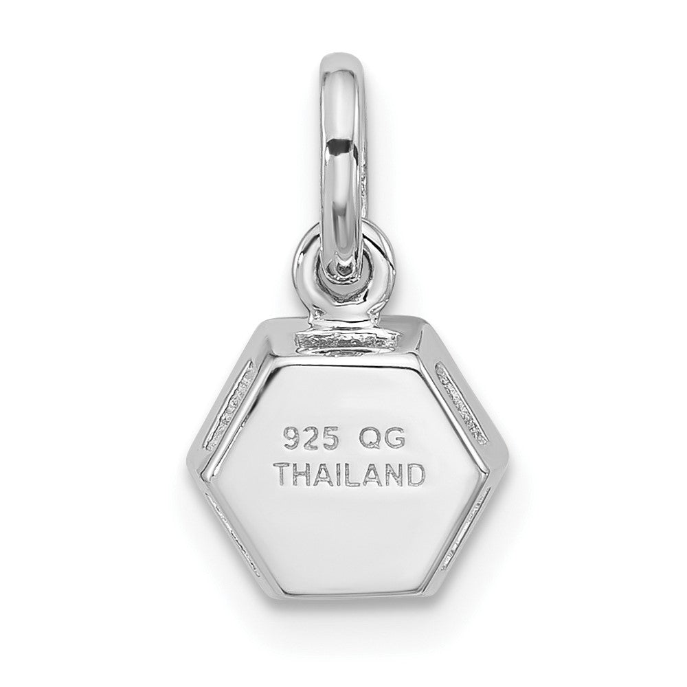 Sterling Silver Rhodium-plated Polished Solitaire Peridot Charm Pendant