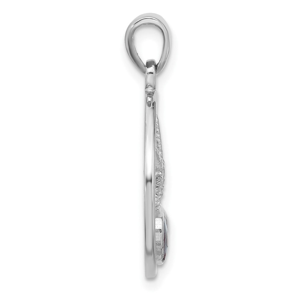Sterling Silver Rhodium-plated Polished Paua Shell Starfish and Shell Pendant