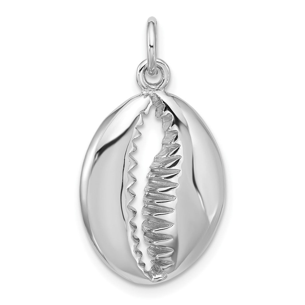 Sterling Silver Rhodium-plated Polished Cowrie Shell Pendant