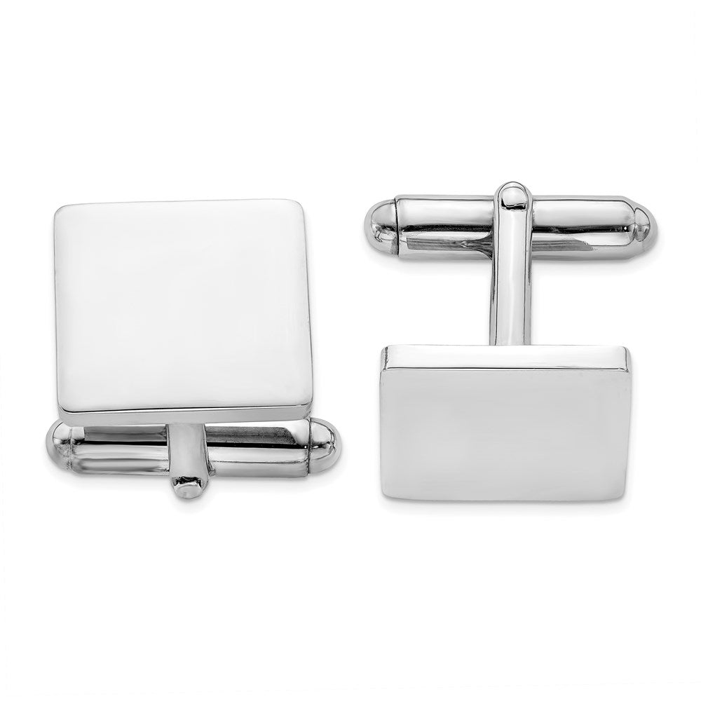 Solid;Polished;Engravable;Sterling silver;Rhodium-plated