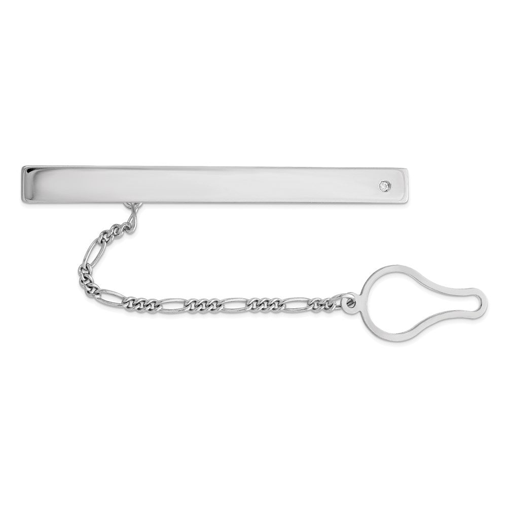 Solid;Polished;Sterling silver;CZ;Not engraveable;Rhodium-plated