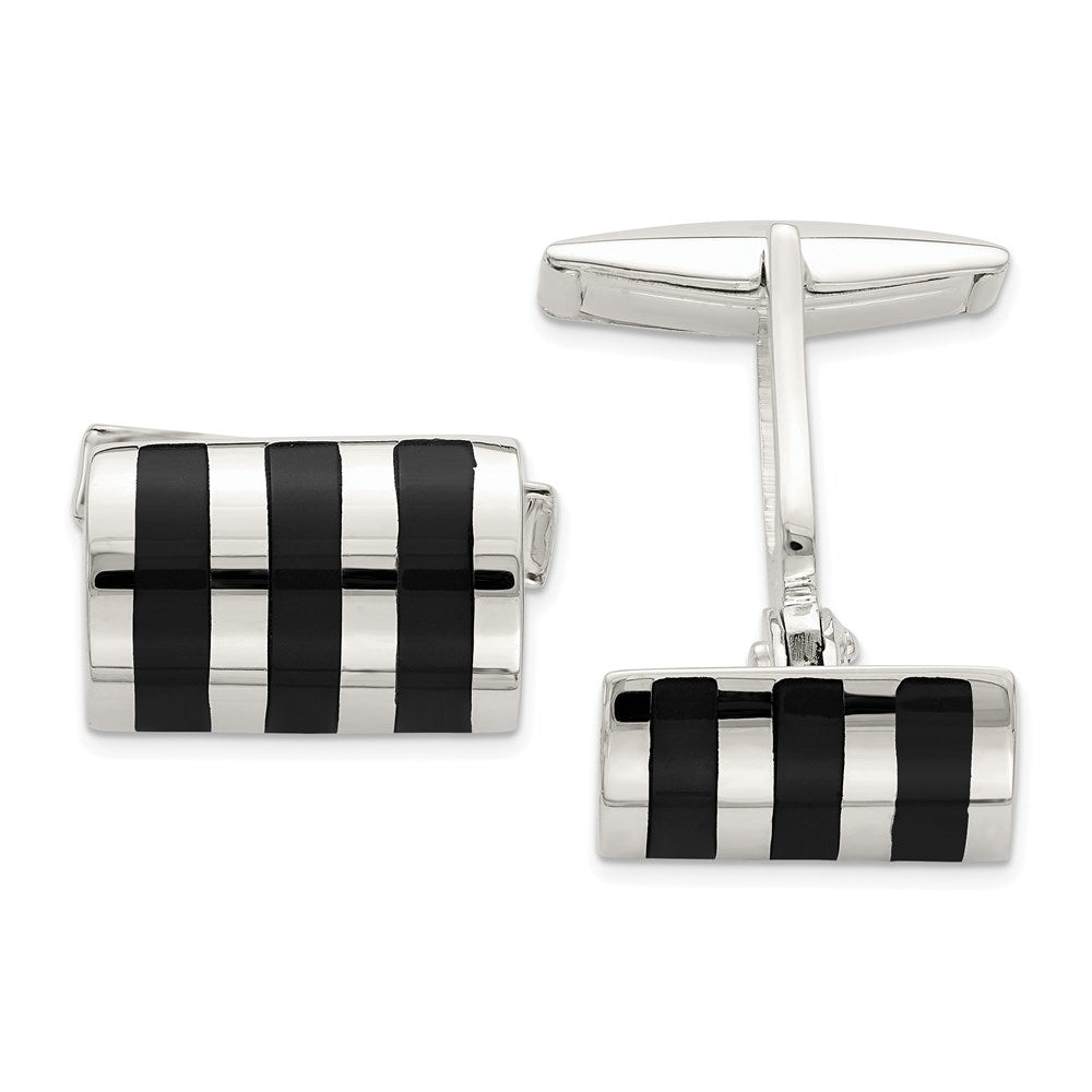 Polished;Sterling silver;Onyx