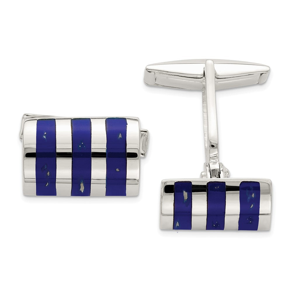 Polished;Sterling silver;Lapis