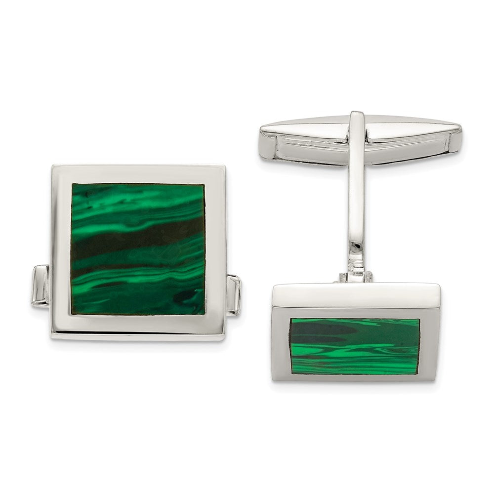 Polished;Sterling silver;Malachite
