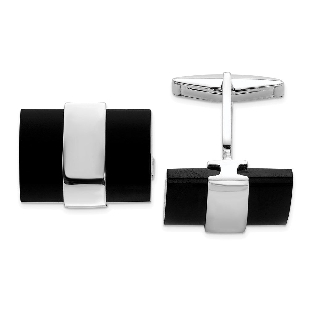 Polished;Sterling silver;Onyx