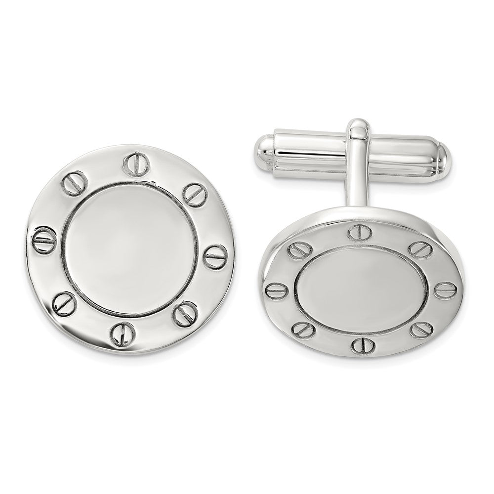 Sterling Silver Polished Circle Cuff Links