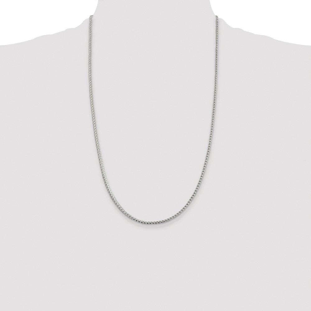 Sterling Silver Rhodium-plated 2.55mm D/C Square Franco Chain