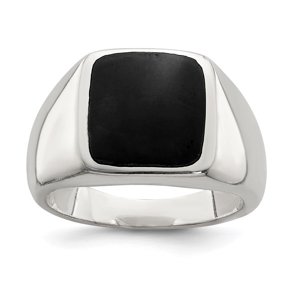 Casted;Synthetic;Sterling silver;Onyx