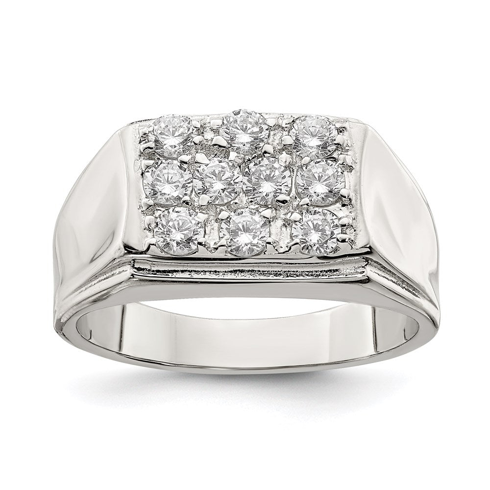 Solid;Casted;Polished;Open back;Sterling silver;CZ