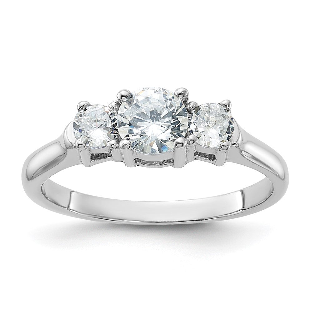 Casted;Polished;Open back;Sterling silver;CZ;Round;Cut-out sides