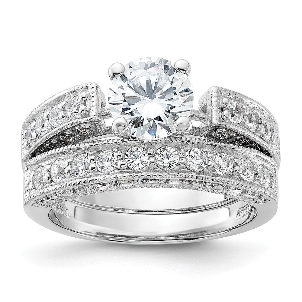 Casted;Polished;Sterling silver;CZ