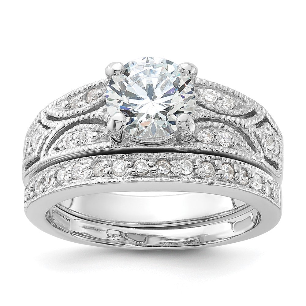 Casted;Polished;Sterling silver;CZ