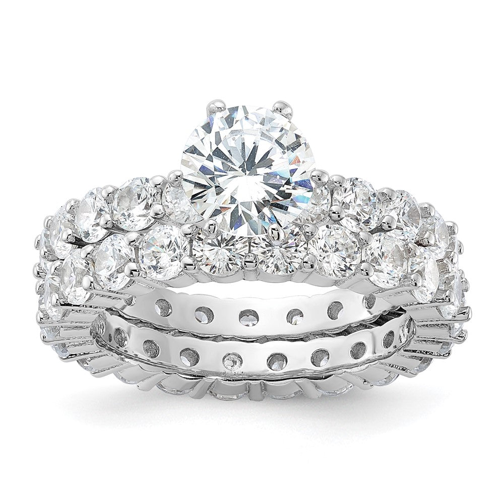 Casted;Polished;Sterling silver;CZ