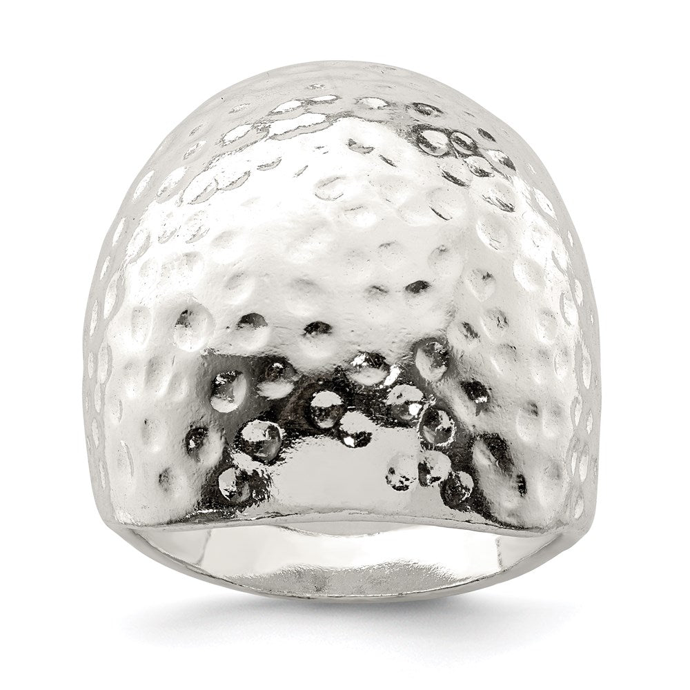 Solid;Sterling silver;Textured;Domed