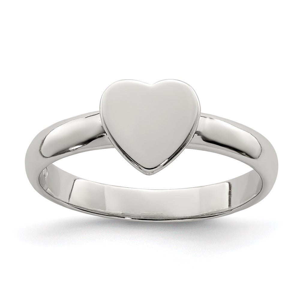 Polished;Engravable;Sterling silver;Heart