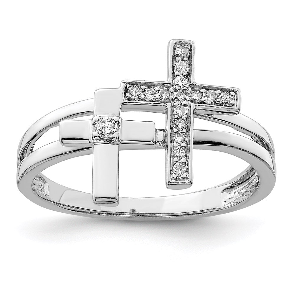 Polished;Sterling silver;Diamond;Rhodium-plated