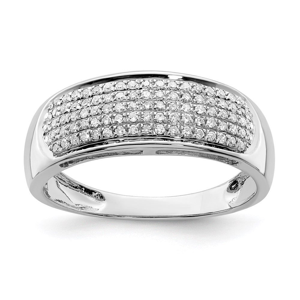 Polished;Open back;Sterling silver;Diamond;Prong set;Rhodium-plated