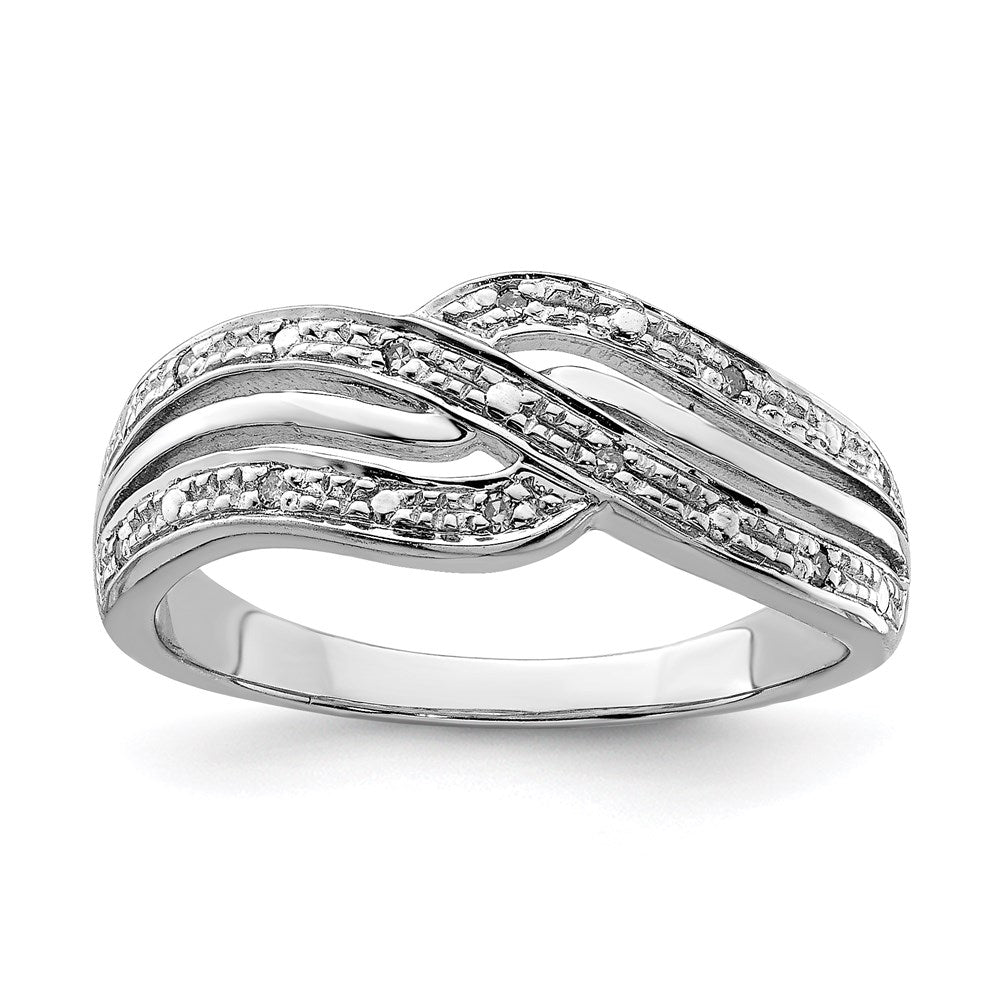 Polished;Sterling silver;Diamond;Rhodium-plated