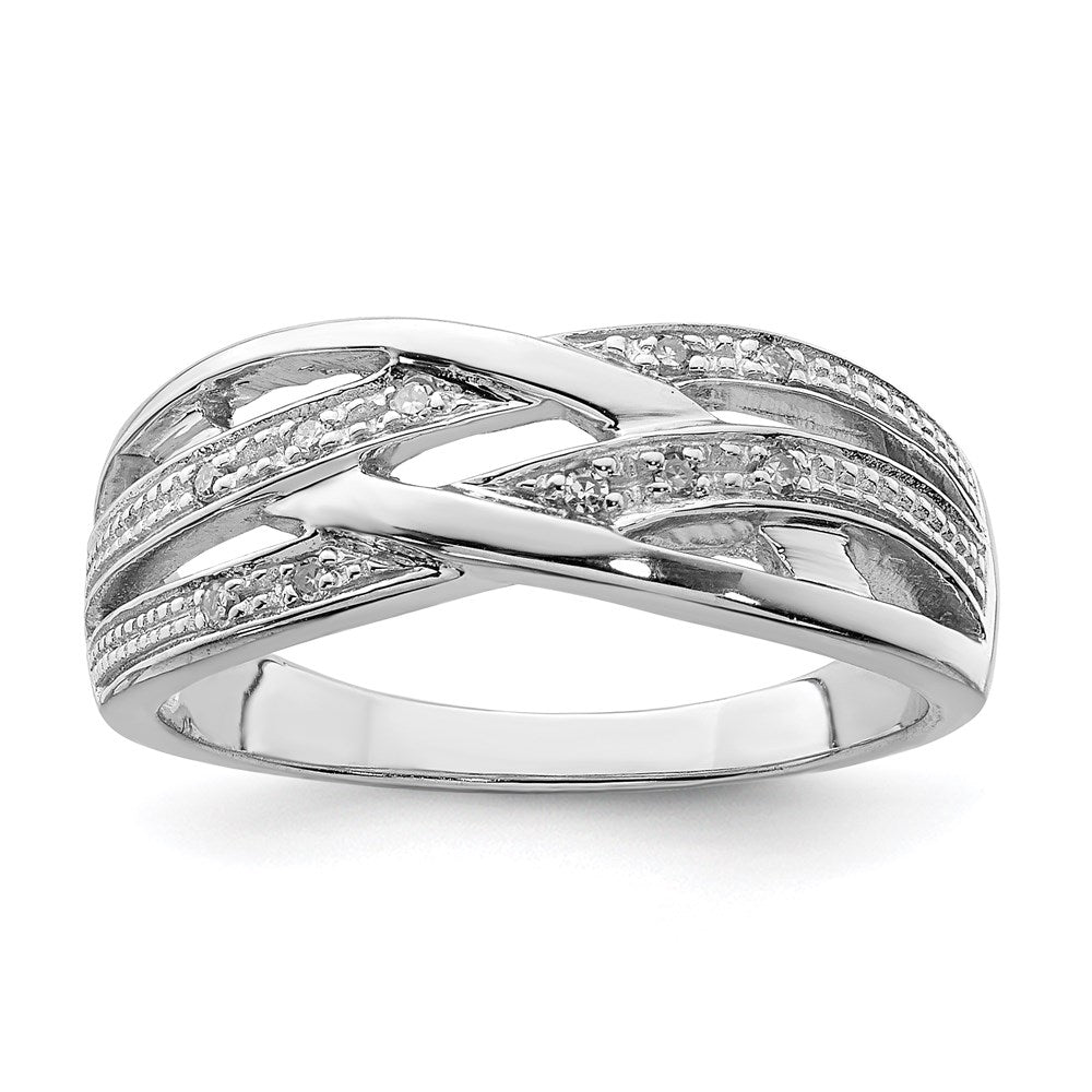 Polished;Sterling silver;Diamond;Rhodium-plated