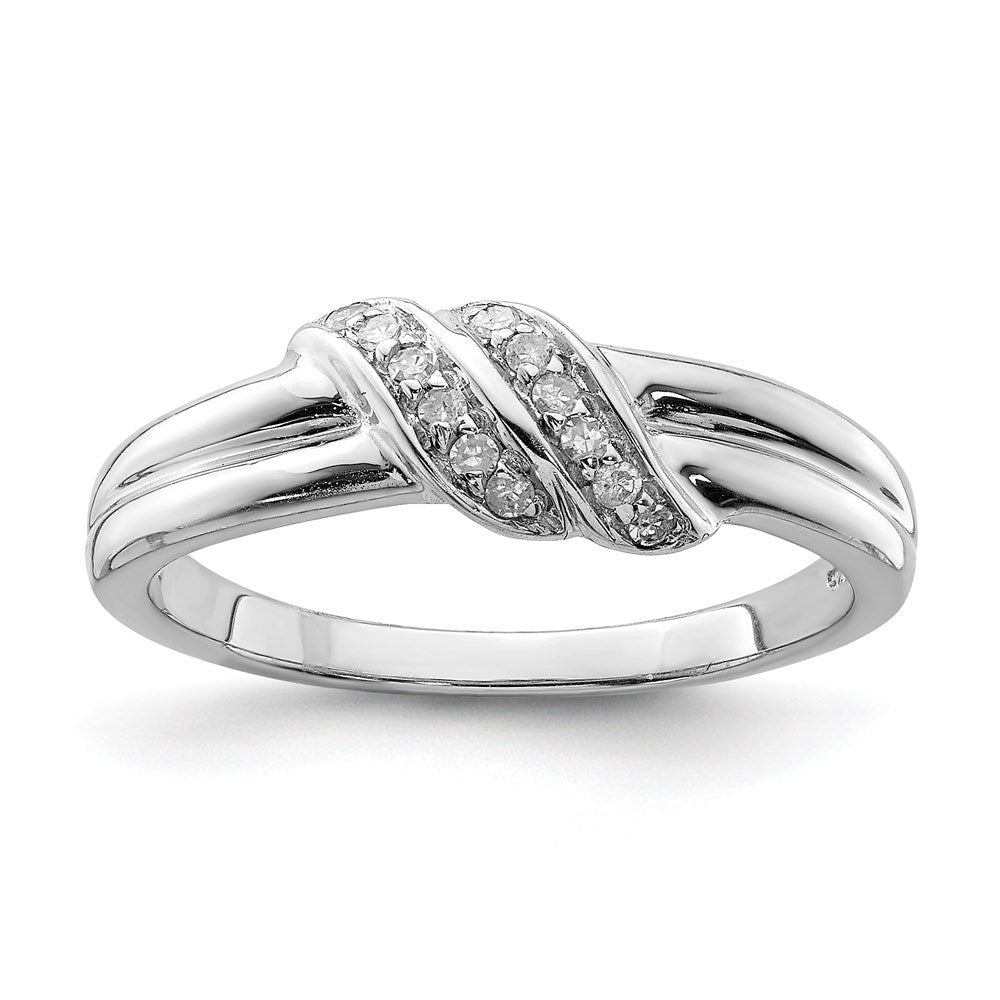 Casted;Polished;Open back;Sterling silver;Diamond;Rhodium-plated