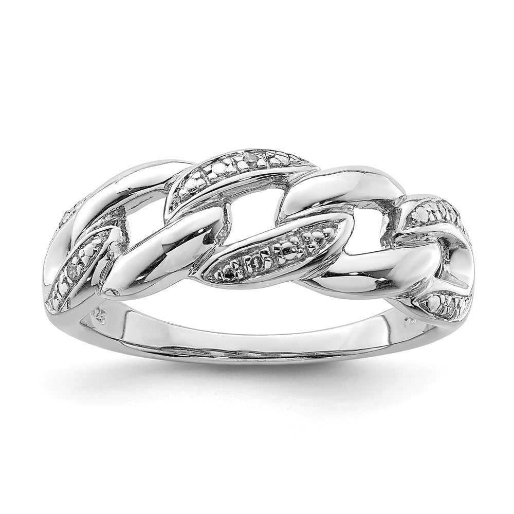 Casted;Polished;Open back;Sterling silver;Diamond;Rhodium-plated
