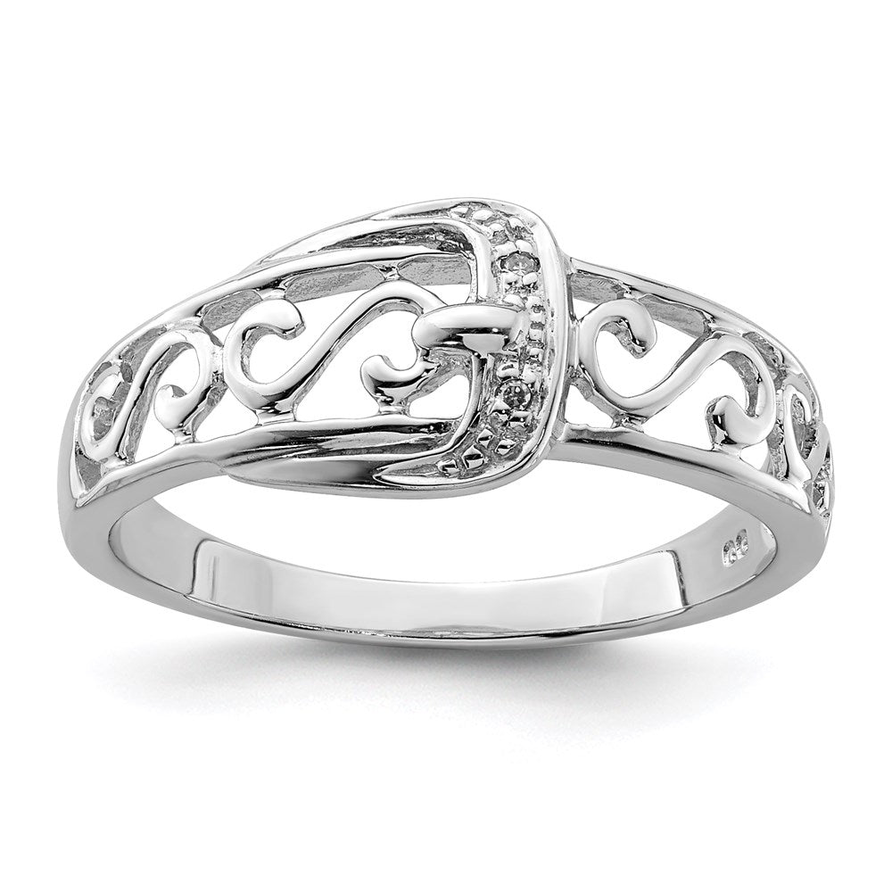 Polished;Sterling silver;Diamond;Rhodium-plated